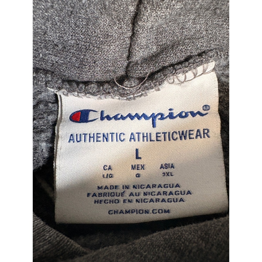 Champion Emory University Cropped Hoodie Grey Reworked Sweatshirt Womens Large‎ - Picture 3 of 3